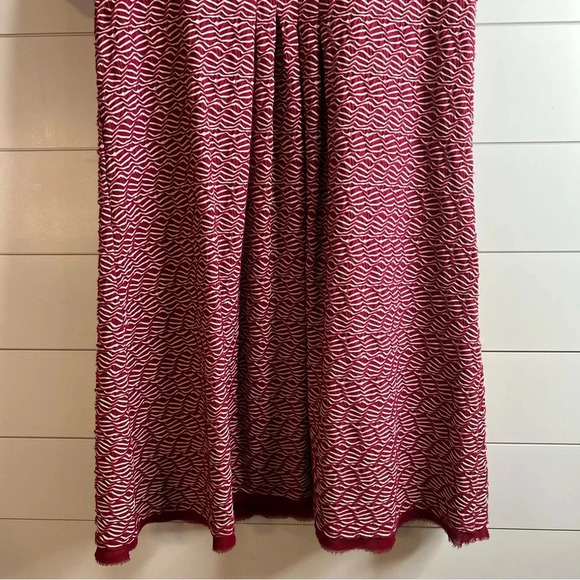 Anthropologie Maeve‎ Burgundy White Short Sleeve A-Line Mini Dress. Size Medium. - Picture 6 of 12
